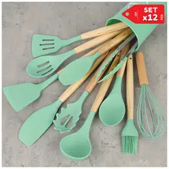 INSPIRA MARKET - Balde de utensilios de silicona cucharones set x12 pcs