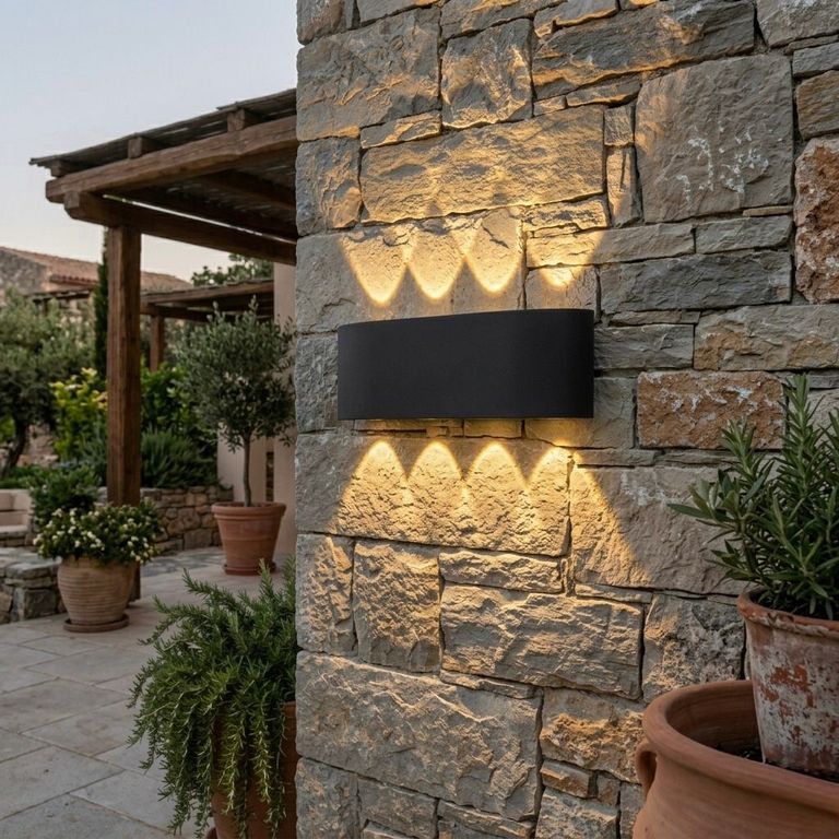 BRAQUETE APLIQUE DE PARED EXTERIOR LED DUAL OVALADO 8W / 8 LEDS LUZ CALIDA - FACIL INSTALACION