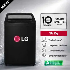 LG - Lavadora LG 16 kg Carga Superior TurboDrum™ WT16OBVTB – Onyx Negro