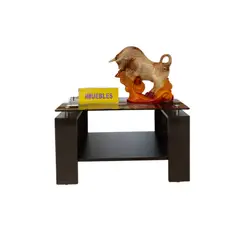 TEMEL - Mesa de Centro con Vidrio Color Wengue Modelo MISS