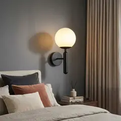 VARIOS - APLIQUE LAMPARA DE PARED NEGRO DISEÑO ESFERA INCLUYE FOCO LED - FACIL INSTALACION