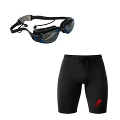 AQUA&MODA - PACK SHORT DE NATACION NEGRO CON LENTES DE NATACIÓN NEGRO POLARIZADOS CON PROTECCION UV SNLAQSRLP