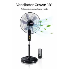 CROWN - Ventilador Crown 18” con Control Remoto - 5 Aspas Acrílicas Silenciosas – 150W de Potencia