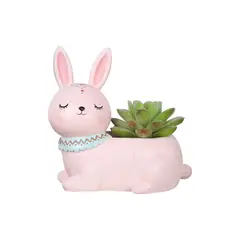 GENERICO - Maceta de Conejo Rosa Sin Plantas