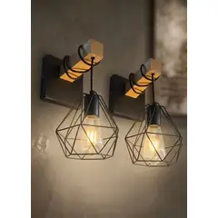 GENERICO - PACK X2 LAMPARAS DE PARED MODELO DIAMANTE INCLUYE FOCO - FACIL INSTALACION
