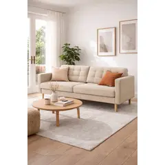 ARTSOFA - Sofá Tres Cuerpos Évora Beige Antifluido + Obsequio