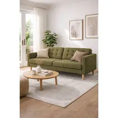 ARTSOFA - Sofá Tres Cuerpos Évora Verde Olivo Antifluido + Obsequio