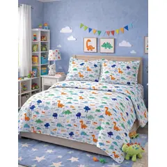 GENERICO - Funda de Plumón Kids Dino Aventura Algodón Pima - Fabitex