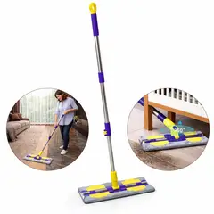 GENERICO - Trapeador Plano 360° con Mopa de Microfibra, Mango Extensible de Acero Inoxidable  Limpieza de Piso