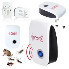 GENERICO - Enchufe electrónico ultrasónico repelente de insectos mosquitos ratón X 2 UND
