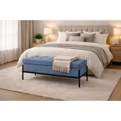 ARTSOFA - Banqueta Liora Atelier Azul Denim Antifluido + Obsequio