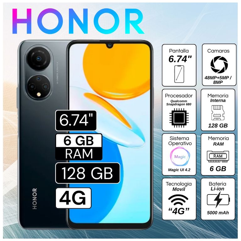 Celular Honor X7 6.74" Pulg. 6GB RAM 128GB RAM Magic UI 4.2 - Midnight Black