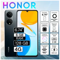 HONOR - Celular Honor X7 6.74"  Pulg. 6GB RAM 128GB RAM Magic UI 4.2 - Midnight Black