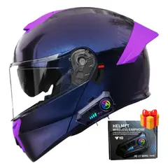 CES - CASCO MOTO REVOX ABATIBLE VIOLETA CAMALEONICO + BLUETOOTH