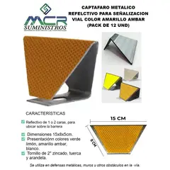 GENERICO - DELINEADOR DE GUARDAVIA O CAPTAFARO METALICO REFLECTIVO PARA SEÑALIZACION VIAL PACK DE 12UND