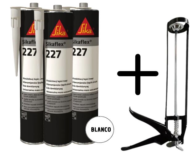 PACK X3 ADHESIVO PARA CARROCERIA SIKAFLEX 227 (BLANCO) X 300ML + APLICADOR SIMPLE
