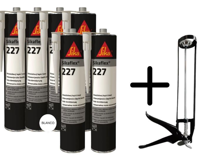 PACK X6 ADHESIVO PARA CARROCERIA SIKAFLEX 227 (BLANCO) X 300ML + APLICADOR SIMPLE