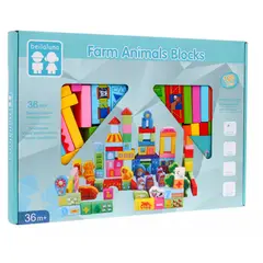GENERICO - Juego Didáctico Bloques de Madera con Figuras de Animales 100Pcs