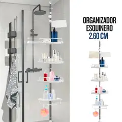 SM - ORGANIZADOR ESQUINERO PARA DE DUCHA 4  NIVELES + TOALLERO ALT.