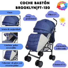 HI BABY - COCHE BASTON EXTRA ACOLCHADO "BROOKLYN" FT-120  - AZUL