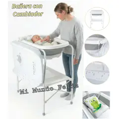 EBABY - Bañera de Bebe con Organizador y Cambiador Gris