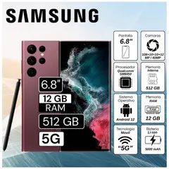 SAMSUNG - Celular Samsung Galaxy S22 Ultra 5G 6.8"  Pulg. 12GB RAM 512GB Android 12 - Borgoña