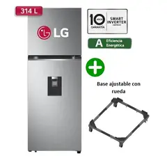 LG - Refrigeradora GT31WPP 314L Door Cooling Top Mount Plateada LG + Base con rueda