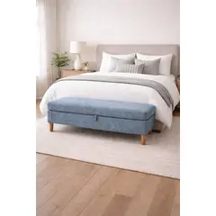 ARTSOFA - Banqueta Baúl Duvall Azul Denim Antifluido + Obsequio