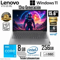 LENOVO - Laptop Lenovo V15 G5 IRL Intel Core i3-1315U 8Gb Ram 256Gb SSD 156 FHD - 83GW005NLD