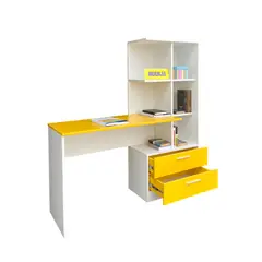 TEMEL - Escritorio con estante Centro de estudios Escritorio Escolar Amarillo