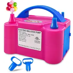 GENERICO - INFLADOR DE GLOBOS ELÉCTRICO DOBLE BOQUILLA BOMBA AUTOMÁTICA PARA FIESTAS