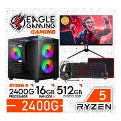 AMD - Computadora PC GAMER RYZEN 5 2400G RAM 16GB SSD 512GB Monitor 24" + KIT.