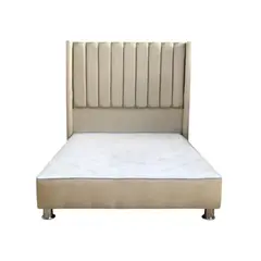 MUEBLES MACRUMO - Cama tapizada Barcelona - 2 Plz - Tela Antifluido Beige