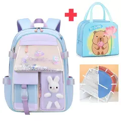 GENERICO - Mochila escolar kawaii juvenil coreana Medd Dunny conejo + Lonchera
