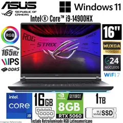 ASUS - Laptop Asus ROG Strix G16 G615JMR Intel Core i9-14900HX 16GB RAM 1TB SSD RTX 5060-8GB  16"  WUXGA