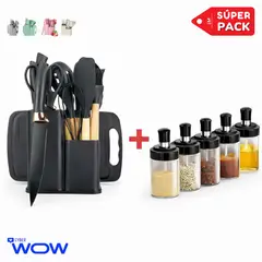 INSPIRA MARKET - Set de Utensilios de Cocina + Set x5 Condimenteros  Súper Pack
