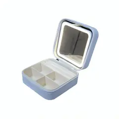 GENERICO - Organizador de Joyas Maquillaje de Viaje con Espejo y Luces LED Recargable Mini Joyero Personal