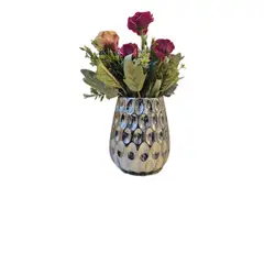 GENERICO - Florero Decorativo Texturizado Plateado – Diseño Moderno Elegante -  Adorno Elegante para Sala Regalo Ideal