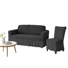 SALA FABULOSA - Pack Mueble 3-2-1 + 8 fundas de sillas en alo relieve Diamante Essence - Evano