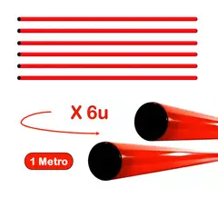 GENERICO - PACK DE 6 VARILLAS DE PVC PARA ENTRENAMIENTO DE 1 METRO ROJO
