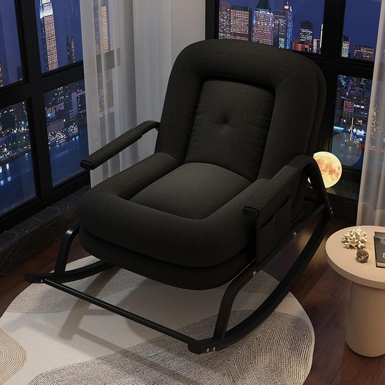 SILLA SILLÓN MECEDORA SOFÁ RECLINABLE PLEGABLE SALA TERRAZA JARDÍN NEGRO