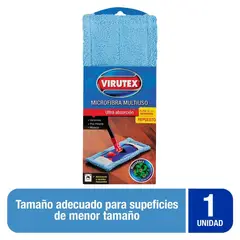 VIRUTEX - MOPA PLANA CLASICA REPUESTO MICROFIBRA 35CM VIRUTEX CELESTE