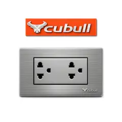CUBULL - CAJA DE 5 TOMACORRIENTE UNIVERSAL DOBLE EMPOTRABLE PLATEADO