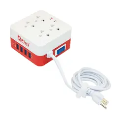 GENERICO - Supresor de Picos 4 Salidas + 4 Puertos USB PLUS-9-10A-12M A+ PLUS