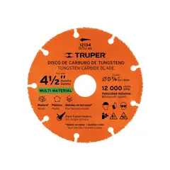 Truper - Disco 4-12 multimaterial de carburo de tungsteno, TRUPER - 12134