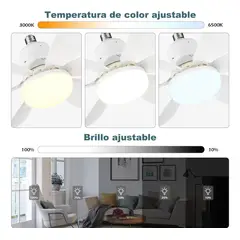 GENERICO - Lámpara Ventilador De Techo Multifunción Foco 6 Aspas con Control