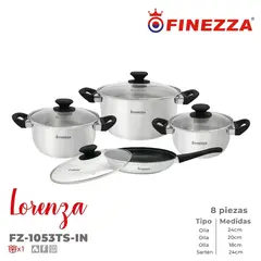 FINEZZA - Juego de Ollas Finezza Lorenza FZ-1053TS-IN 8 piezas