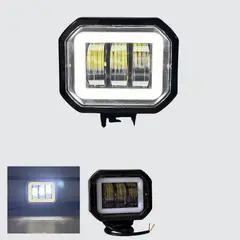 JET - FARO CUADRADO 4D 3 LED CON AUREOLA BLANCO 3.5" 30W 12-36V