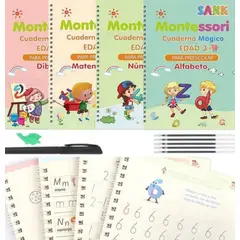 GENERICO - 4 Libros Educativos Mágicos Montessori + 10 tintas