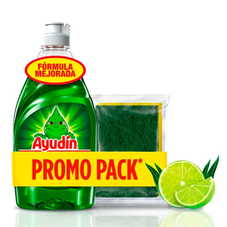 Lavavajillas Líquido Ayudín Limón y Sábila 280ml + Esponja
